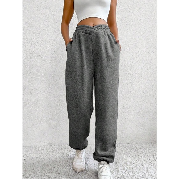 🌟 Solid Slant Pocket Sweatpants high waist - Picture 11 of 12